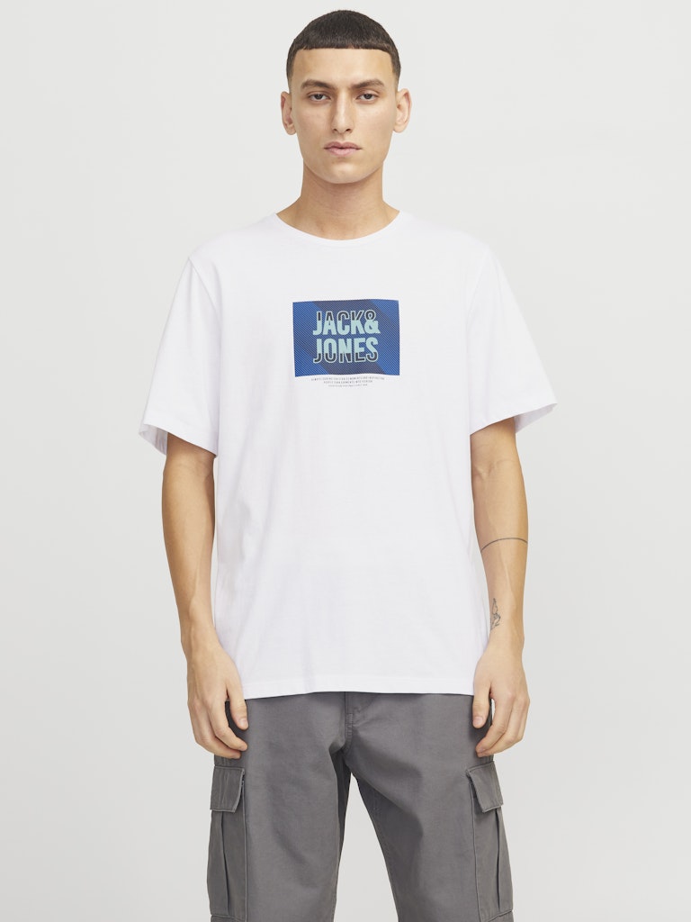 JACK&JONES Hudson White Crew Neck Tee White front view