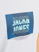JACK&JONES Hudson White Crew Neck Tee White flat front view