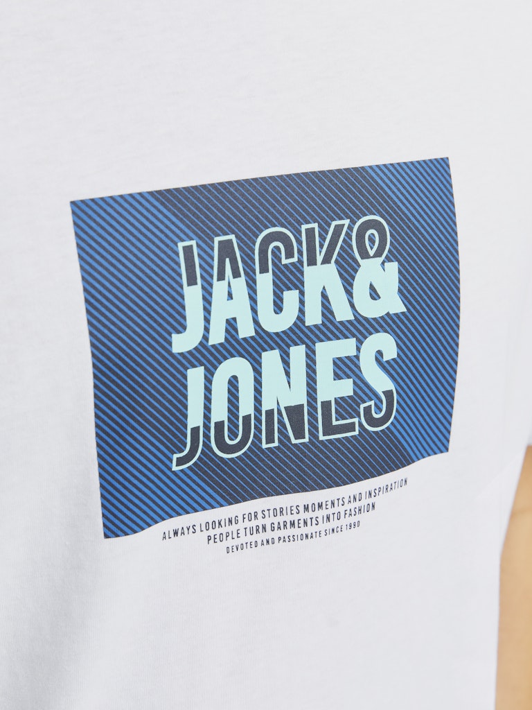 JACK&JONES Hudson White Crew Neck Tee White flat front view