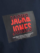JACK&JONES Hudson Navy Crew Neck Tee Sky Captain flat front view