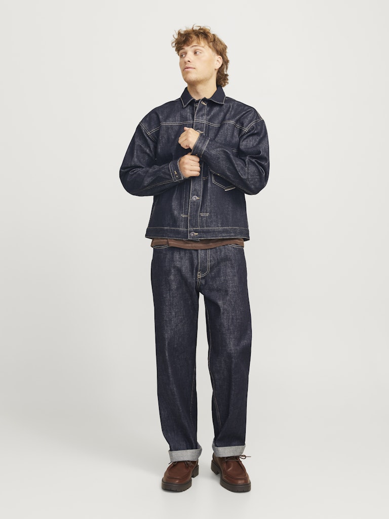 JACK & JONES Brent Selvedge Blue Denim Jacket BLUE DENIM back view