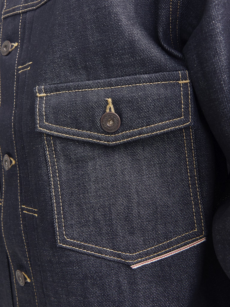 Brent Selvedge Blue Denim Jacket-Front pocket detail