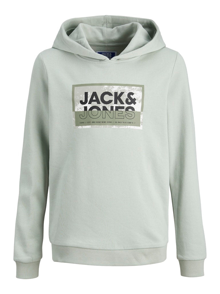 Logan Print Sweat Hoodie -Aqua Gray