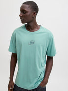 JACK&JONES Corp Graphic T-Shirt-Mineral Blue MINERAL BLUE model front view