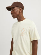JACK JONES ORIGINALS Noto Chest Graphic Buttercream Tee Buttercream back view