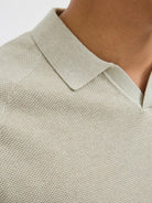 JACK&JONES Hill Knit Split Neck Polo-Oatmeal OATMEAL side view
