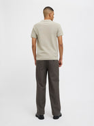 JACK&JONES Hill Knit Split Neck Polo-Oatmeal OATMEAL detail view
