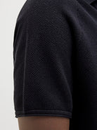 JACK&JONES Hill Knit Split Neck Polo-Black BLACK side view