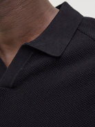 JACK&JONES Hill Knit Split Neck Polo-Black BLACK back view