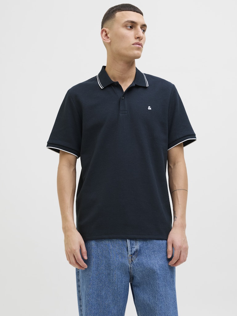 Men's Austin Polo Short Sleeve-Sky Captain-Claser View of the Front