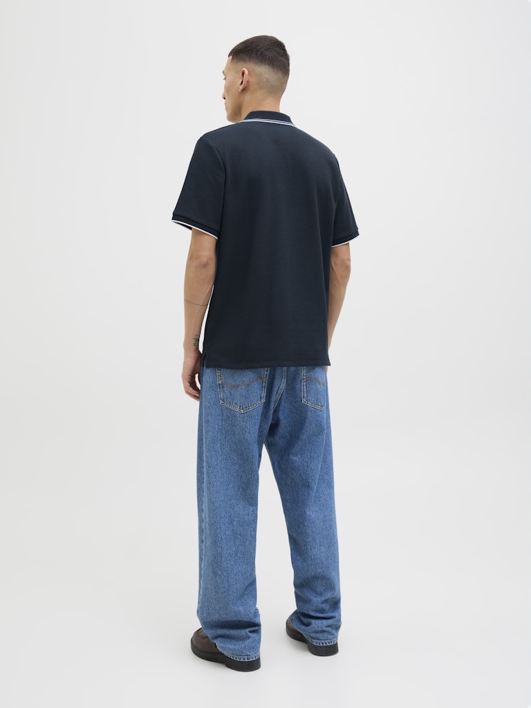 Men's Austin Polo Short Sleeve-Sky Captain-Model Back View