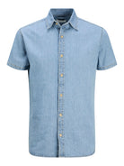 JACK & JONES Creek Light Blue Denim Shirt Light Blue Denim flat front view