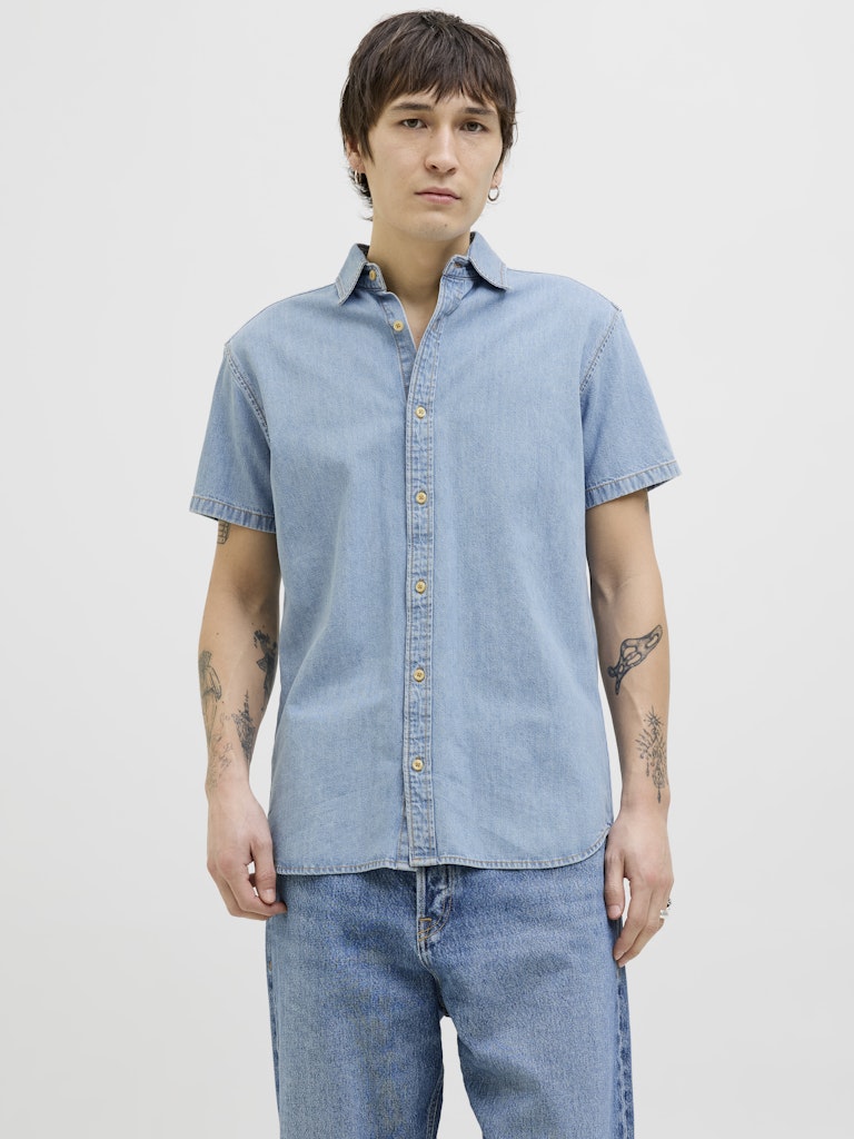 Creek Light Blue Denim Shirt-Model view