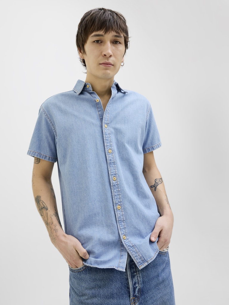 JACK & JONES Creek Light Blue Denim Shirt Light Blue Denim front view
