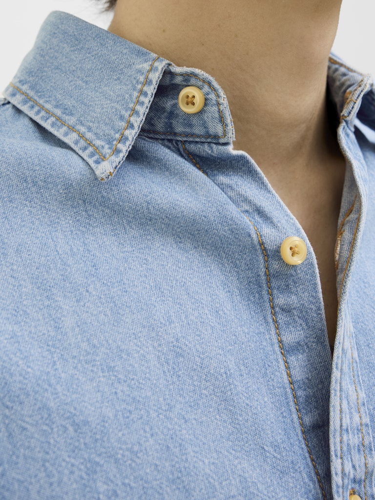 Creek Light Blue Denim Shirt-Collar detail