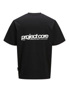 JACK JONES CORE Union Back Print Tee-Black BLACK flat front view