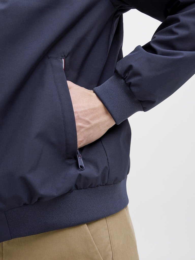 Brad Navy Bomber Jacket-Side pockets