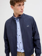JACK JONES PREMIUM Brad Navy Bomber Jacket SEABORNE front view