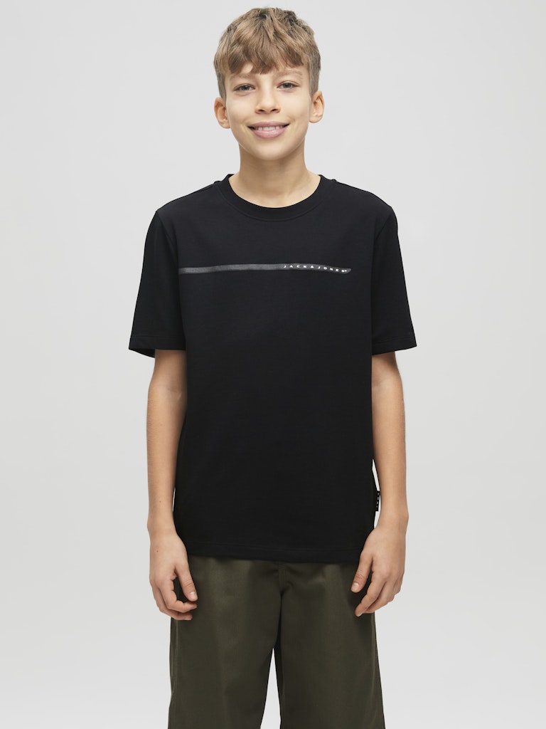 Boy's Fusion Full Branding Black Junior Tee-Closer Front View