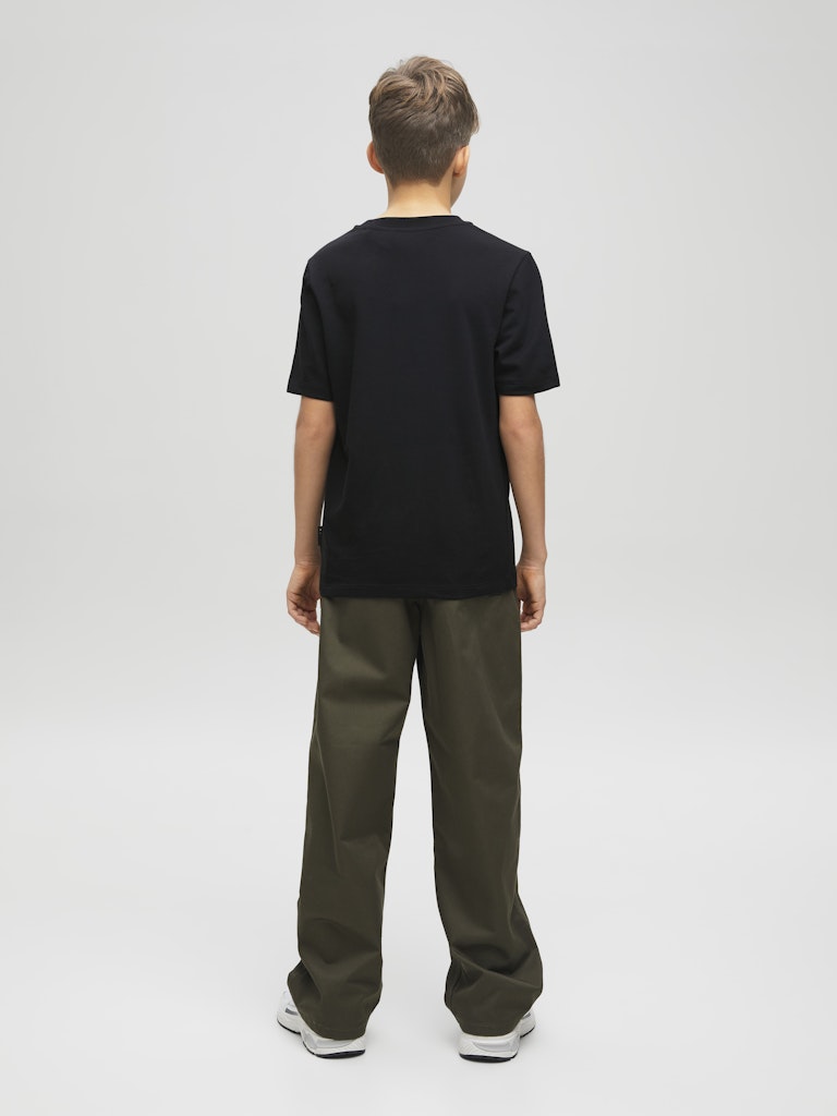 Boy's Fusion Full Branding Black Junior Tee-Model Back View