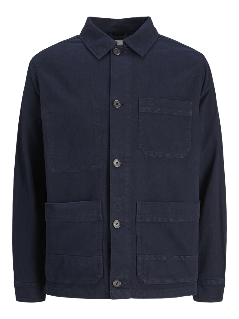 Men's Derry Worker Long Sleeve Overshirt-Dark Navy-Ghost Front View