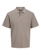 JACK JONES PREMIUM Trent Jacquard Polo Shirt-Greige Greige side view