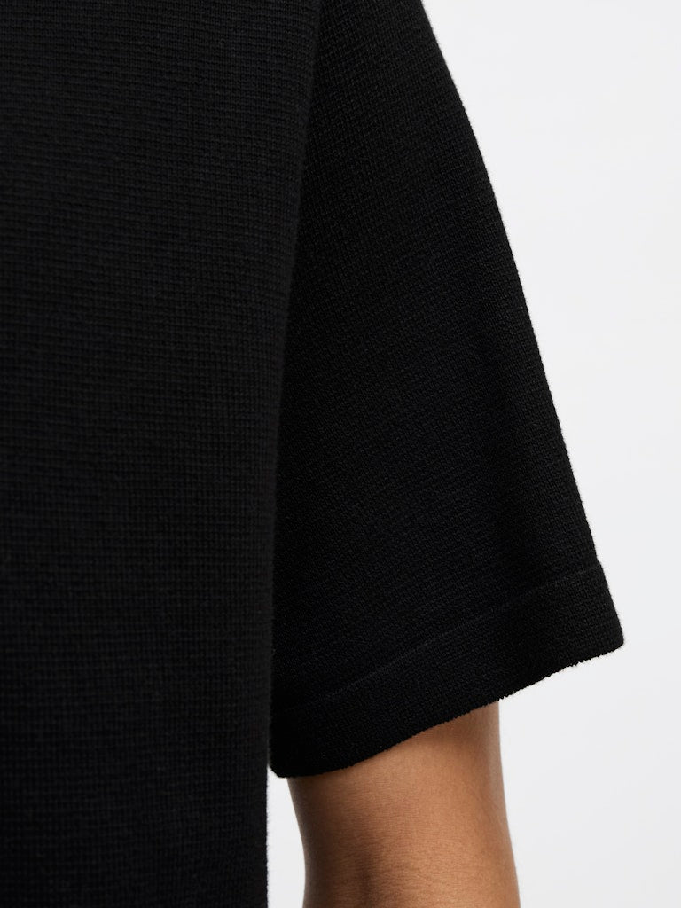 JACK JONES PREMIUM Milano Spring Knit Polo Short Sleeve-Black BLACK side view