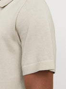 JACK JONES PREMIUM Milano Spring Knit Polo Short Sleeve-Silver Lining Silver Lining side view