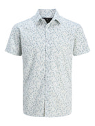 JACK JONES PREMIUM Summer Print Short Sleeve Shirt-White White flat front view