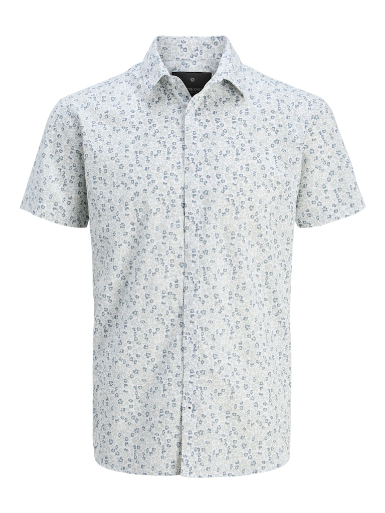 JACK JONES PREMIUM Summer Print Short Sleeve Shirt-White White flat front view