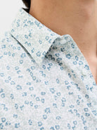 JACK JONES PREMIUM Summer Print Short Sleeve Shirt-White White side view
