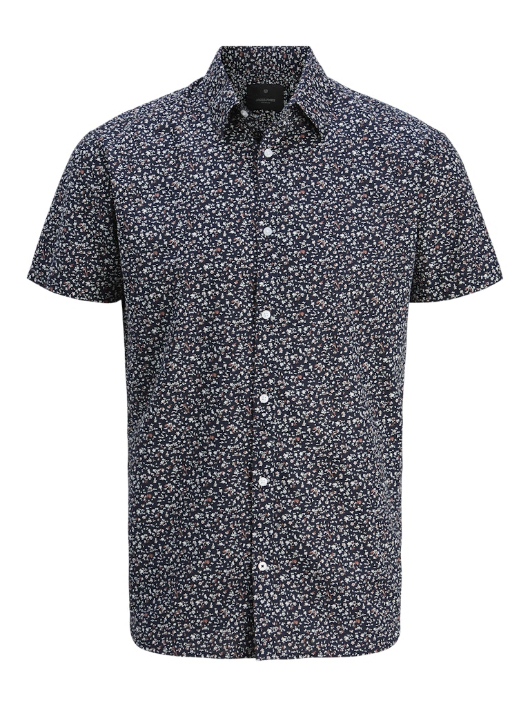 JACK JONES PREMIUM Summer Print Short Sleeve Shirt-Night Sky Night Sky flat front view