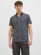 JACK JONES PREMIUM Summer Print Short Sleeve Shirt-Night Sky Night Sky front view