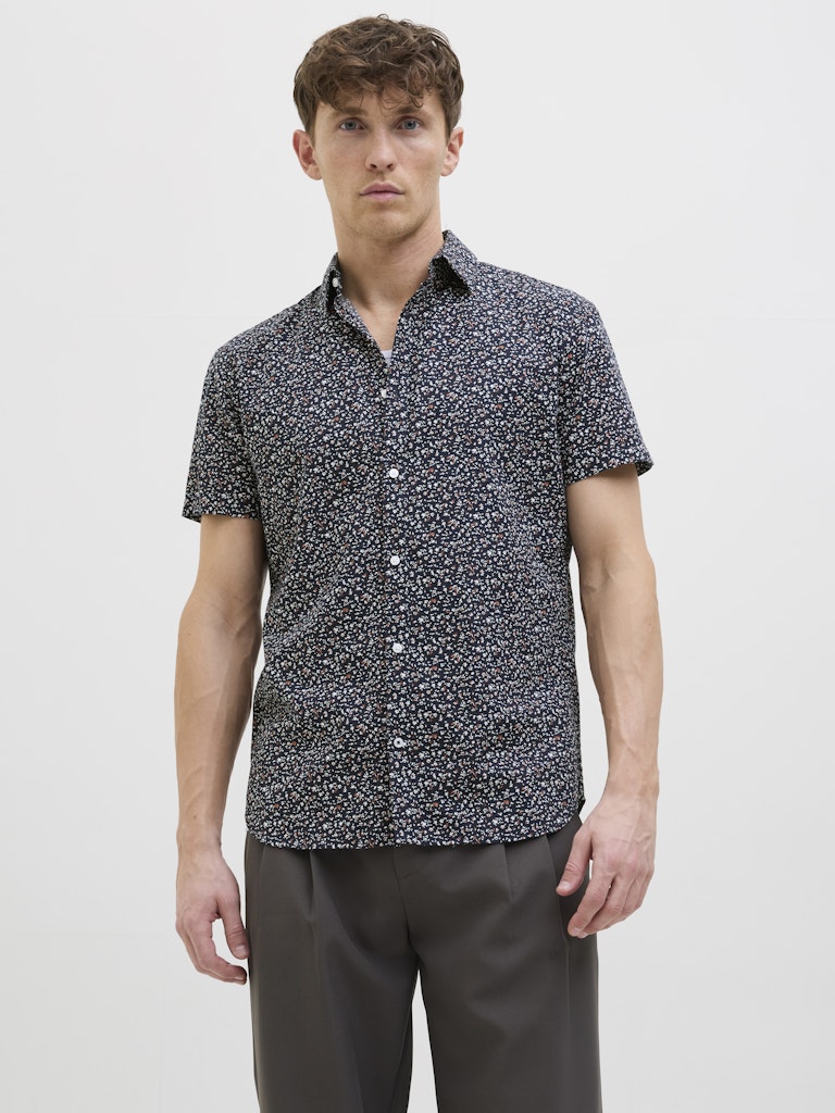 JACK JONES PREMIUM Summer Print Short Sleeve Shirt-Night Sky Night Sky front view
