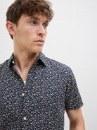 JACK JONES PREMIUM Summer Print Short Sleeve Shirt-Night Sky Night Sky model front view