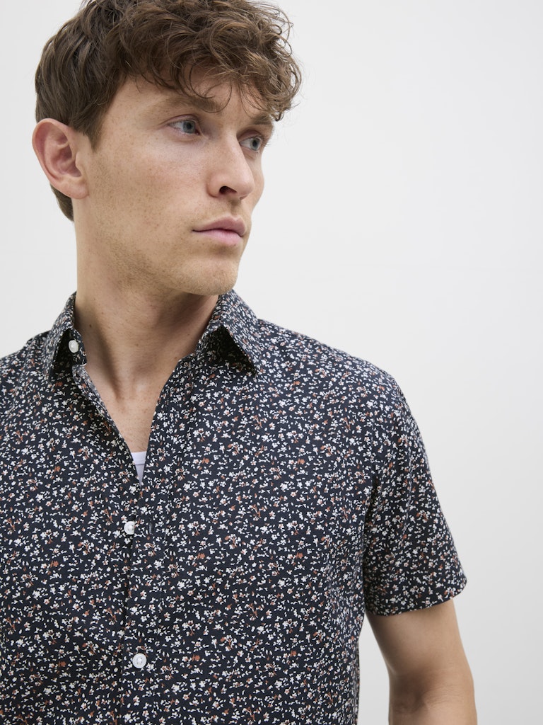 JACK JONES PREMIUM Summer Print Short Sleeve Shirt-Night Sky Night Sky model front view