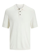 JACK JONES PREMIUM William Knit Polo Short Sleeve-Cloud Dancer Cloud Dancer side view