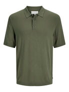 JACK JONES PREMIUM William Knit Polo Short Sleeve-Four Leaf Clover Four Leaf Clover flat front view