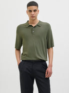 JACK JONES PREMIUM William Knit Polo Short Sleeve-Four Leaf Clover Four Leaf Clover front view