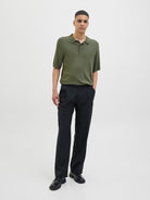 JACK JONES PREMIUM William Knit Polo Short Sleeve-Four Leaf Clover Four Leaf Clover model front view