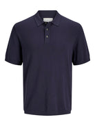 JACK JONES PREMIUM William Knit Polo Short Sleeve-Night Sky Night Sky flat front view