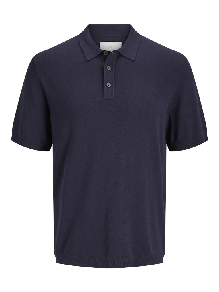 JACK JONES PREMIUM William Knit Polo Short Sleeve-Night Sky Night Sky flat front view
