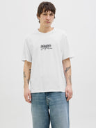 JACK JONES ORIGINALS Almeria Branding White Tee Bright White front view