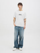 JACK JONES ORIGINALS Almeria Branding White Tee Bright White model front view