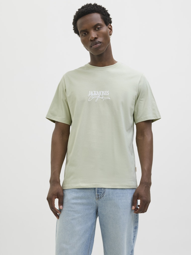 JACK JONES ORIGINALS Almeria Branding Celadon Tint Tee Celadon Tint front view