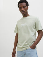 JACK JONES ORIGINALS Almeria Branding Celadon Tint Tee Celadon Tint back view