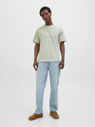 JACK JONES ORIGINALS Almeria Branding Celadon Tint Tee Celadon Tint model front view