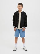 Jack Jones Youths Almeria Bomber Jacket Junior-Black BLACK model front view