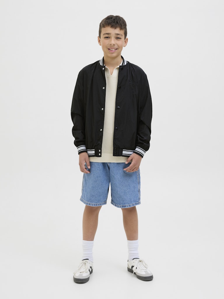 Jack Jones Youths Almeria Bomber Jacket Junior-Black BLACK model front view
