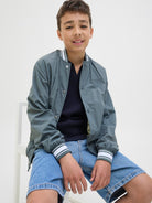 Jack Jones Youths Almeria Bomber Jacket Junior-Stormy Weather Stormy Weather front view